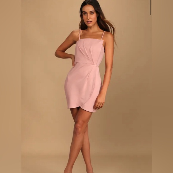 Lulus Drinks on Me Mauve Pink Sleeveless Pleated Bodycon Dress Size M - Picture 2 of 15